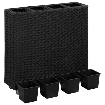 Garten-Hochbeet Mit 4 Töpfen 80X22X79 Cm Poly-Rattan