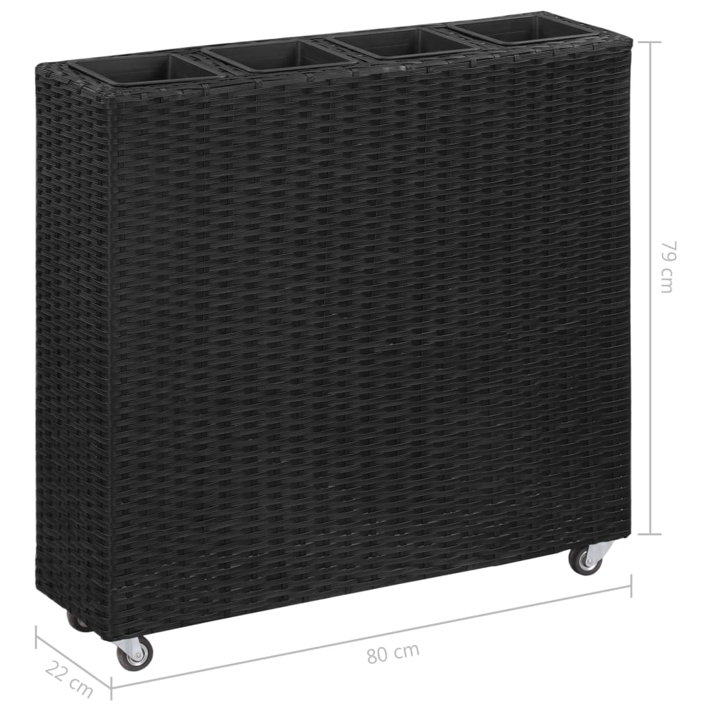 Garten-Hochbeet Mit 4 Töpfen 80X22X79 Cm Poly-Rattan