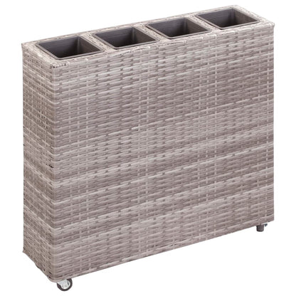 Garten-Hochbeet Mit 4 Töpfen 80X22X79 Cm Poly Rattan Grau