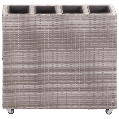 Garten-Hochbeet Mit 4 Töpfen 80X22X79 Cm Poly Rattan Grau