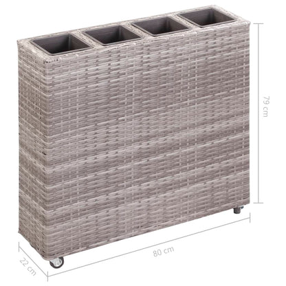 Garten-Hochbeet Mit 4 Töpfen 80X22X79 Cm Poly Rattan Grau