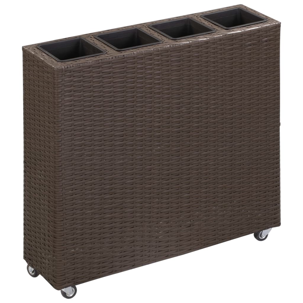 Garten-Hochbeet Mit 4 Töpfen 80X22X79 Cm Poly Rattan Braun
