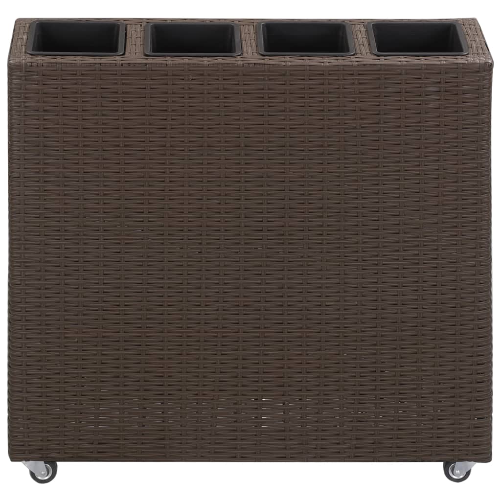 Garten-Hochbeet Mit 4 Töpfen 80X22X79 Cm Poly Rattan Braun