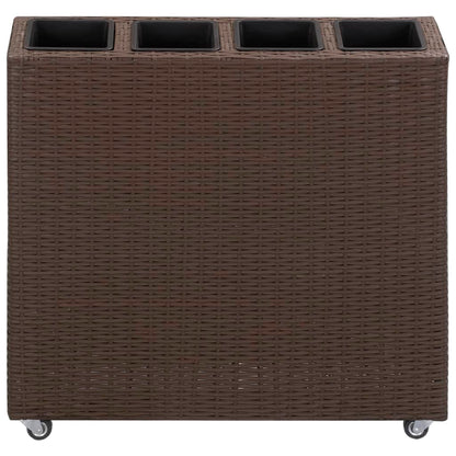 Garten-Hochbeet Mit 4 Töpfen 80X22X79 Cm Poly Rattan Braun