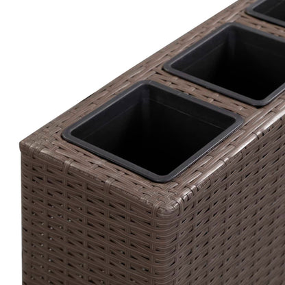Garten-Hochbeet Mit 4 Töpfen 80X22X79 Cm Poly Rattan Braun