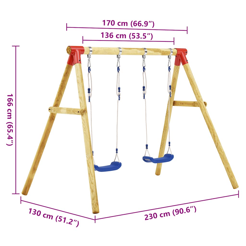 Schaukel-Set 230X130X166 Cm Kiefernholz