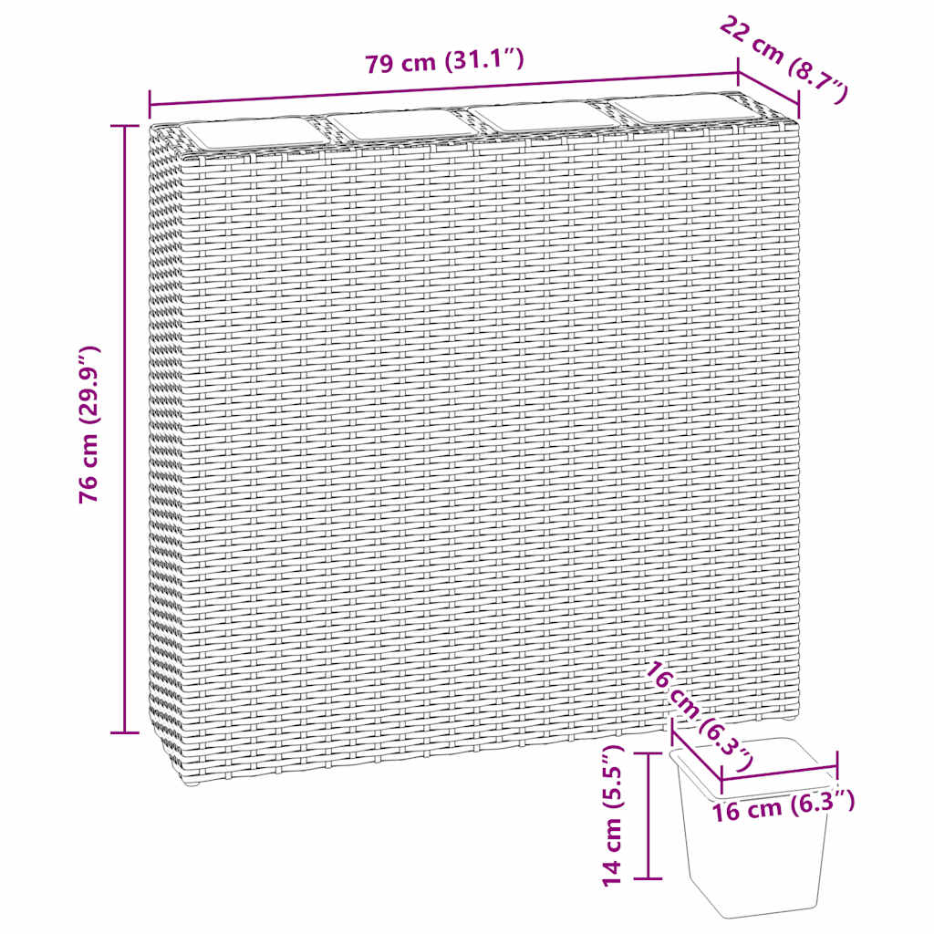 Garten-Hochbeet Mit 4 Töpfen 2 Stk. Poly Rattan
