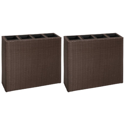 Garten-Hochbeet Mit 4 Töpfen 2 Stk. Poly Rattan