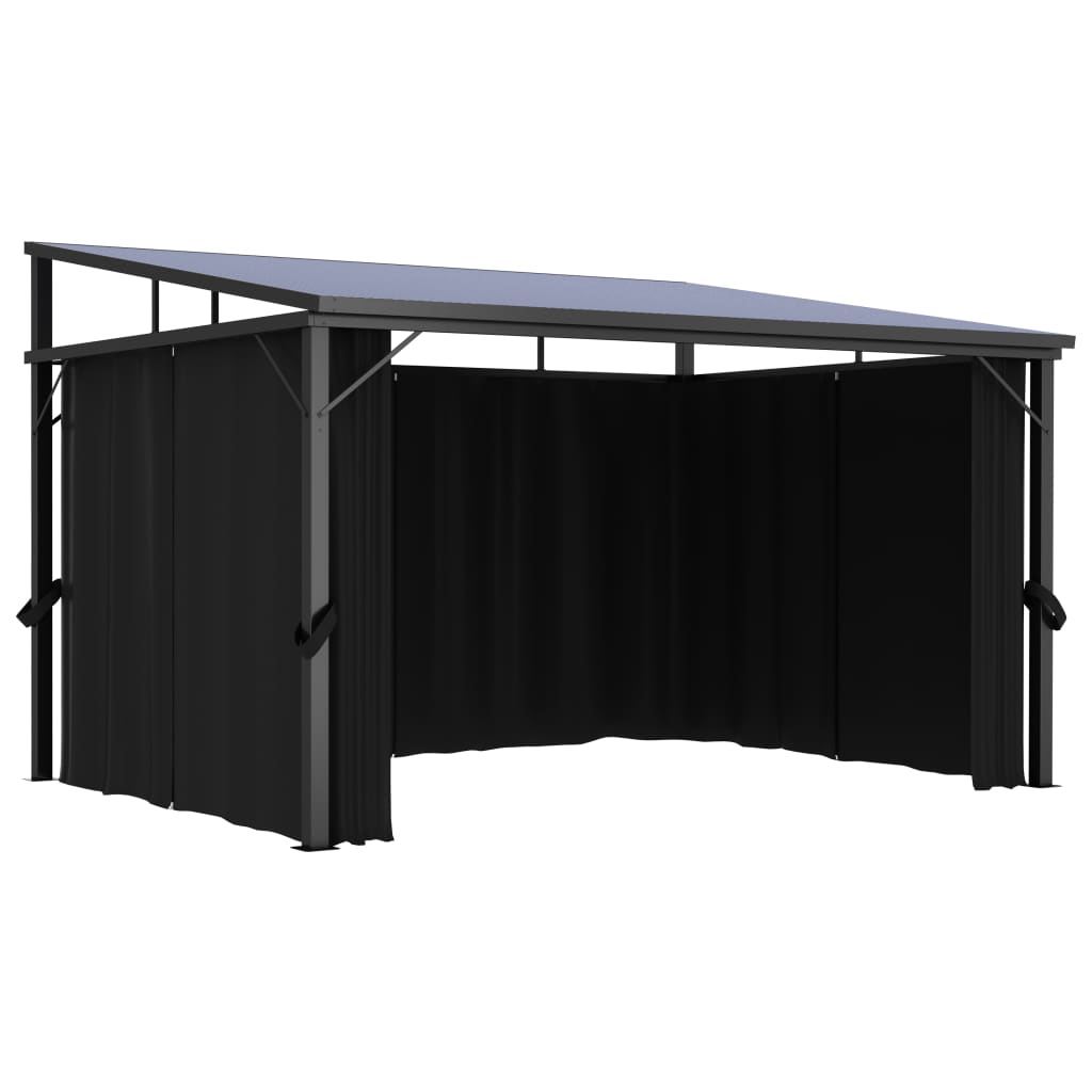 Pavillon Mit Vorhängen 405X294X244 Cm Anthrazit