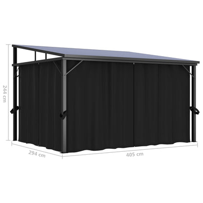 Pavillon Mit Vorhängen 405X294X244 Cm Anthrazit