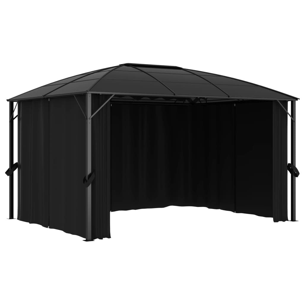Pavillon Mit Vorhängen 400 X 300 X 265 Cm Anthrazit