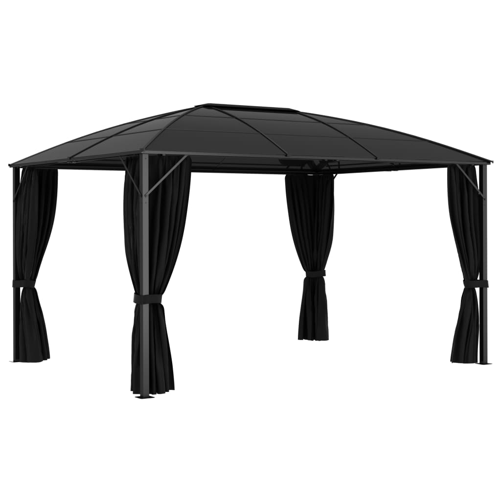 Pavillon Mit Vorhängen 400 X 300 X 265 Cm Anthrazit