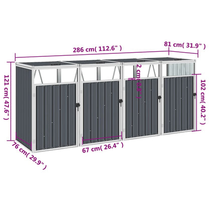 Mülltonnenbox Für 4 Mülltonnen 286×81×121 Cm Stahl