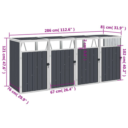 Mülltonnenbox Für 4 Mülltonnen 286×81×121 Cm Stahl