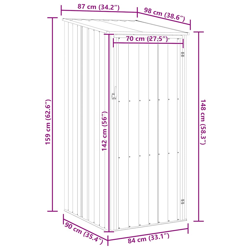 Gerätehaus 87X98X159 Cm Verzinkter Stahl