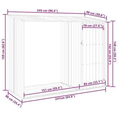 Garten Brennholzlager 245X98X159 Cm Verzinkter Stahl