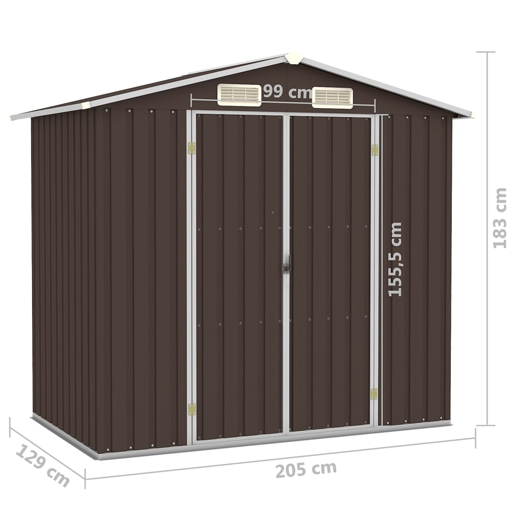 Gerätehaus 205X129X183 Cm Verzinkter Stahl