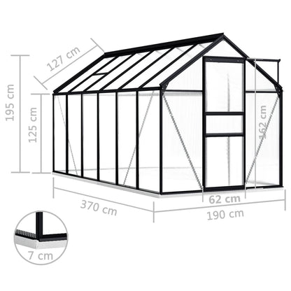 Gewächshaus Mit Fundament Anthrazit Aluminium 7,03 M²
