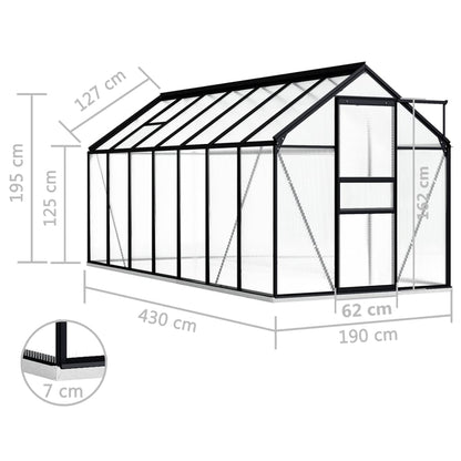 Gewächshaus Mit Fundament Anthrazit Aluminium 8,17 M²