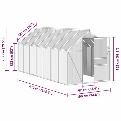 Gewächshaus Mit Fundament Anthrazit Aluminium 8,17 M²
