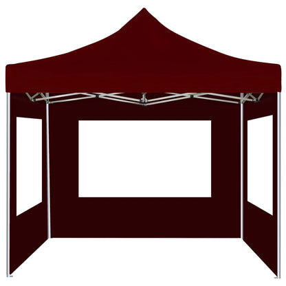 Profi-Partyzelt Faltbar Mit Wänden Aluminium 2×2M Bordeauxrot