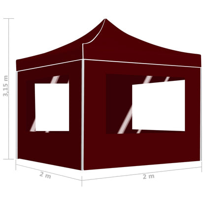 Profi-Partyzelt Faltbar Mit Wänden Aluminium 2×2M Bordeauxrot