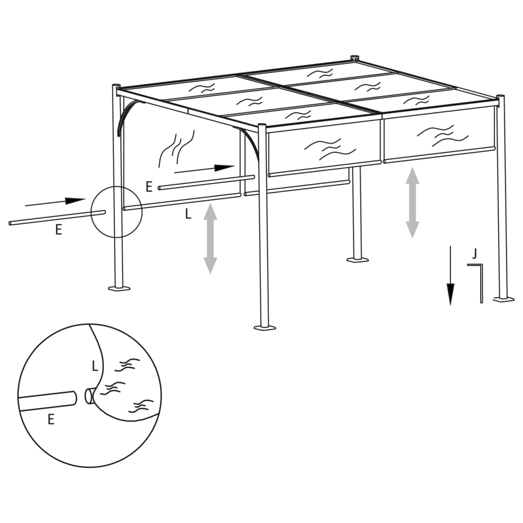 Pergola Mit Verstellbarem Dach 3X3 M Stahl