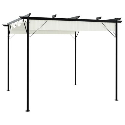 Pergola Mit Versenkbarem Dach Weiß 3X3 M Stahl