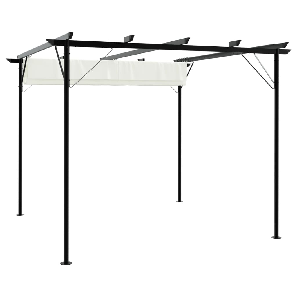 Pergola Mit Versenkbarem Dach Weiß 3X3 M Stahl