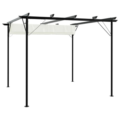 Pergola Mit Versenkbarem Dach Weiß 3X3 M Stahl