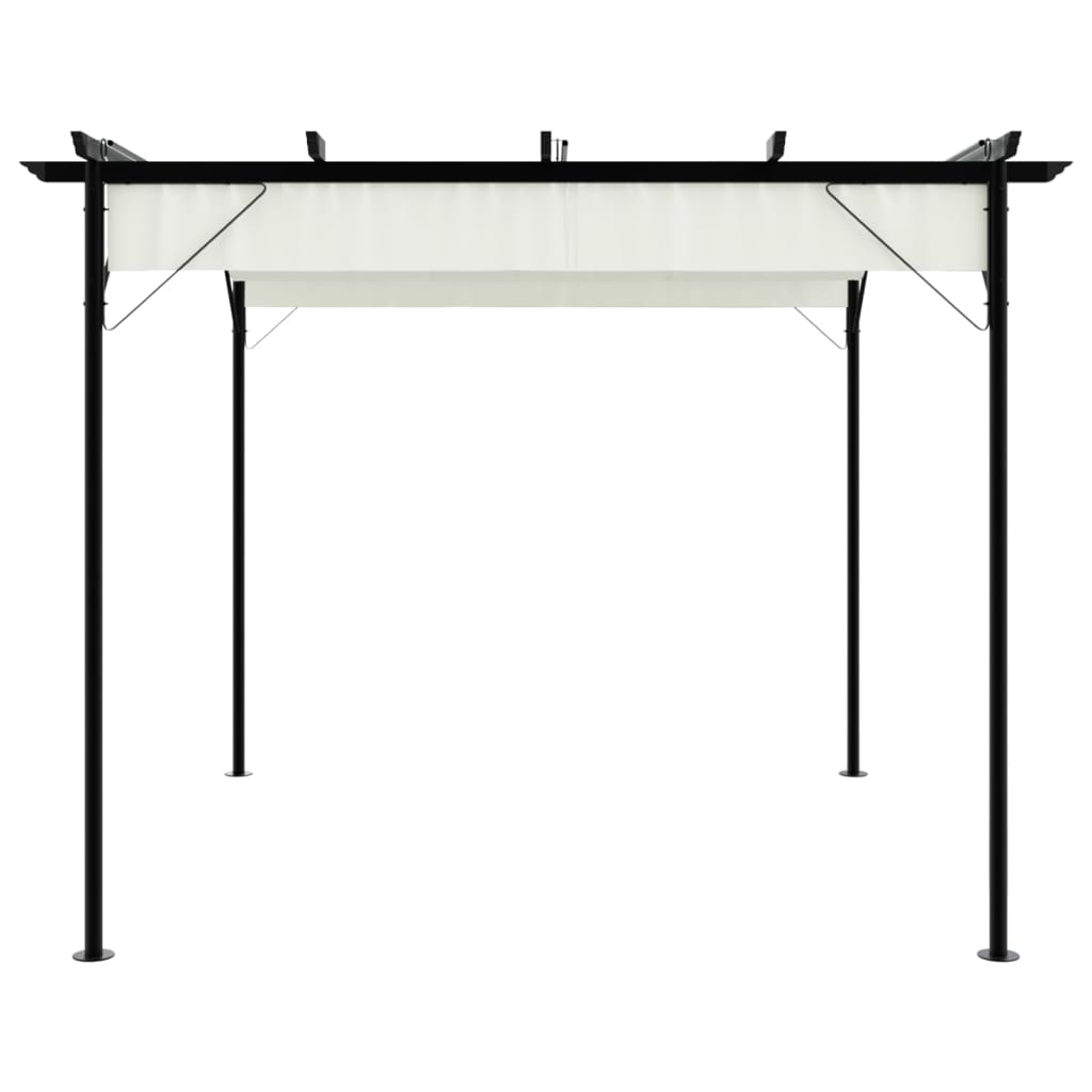 Pergola Mit Versenkbarem Dach Weiß 3X3 M Stahl