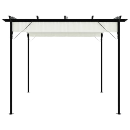 Pergola Mit Versenkbarem Dach Weiß 3X3 M Stahl
