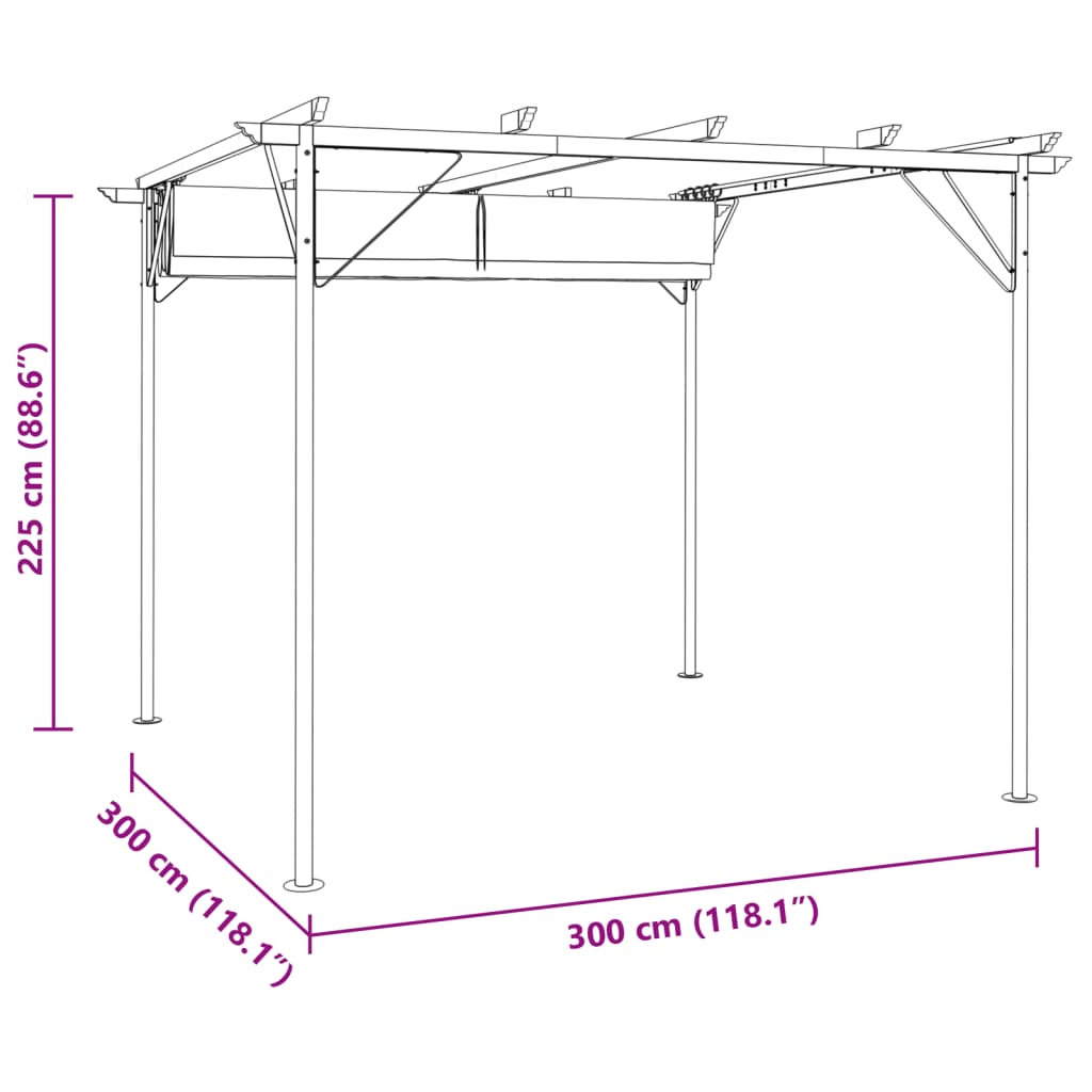 Pergola Mit Versenkbarem Dach Weiß 3X3 M Stahl