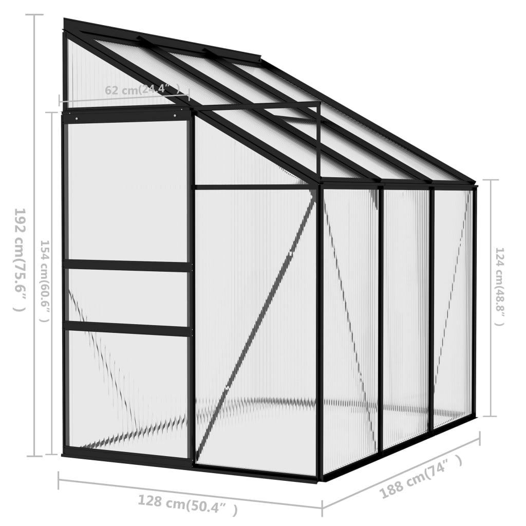 Gewächshaus Anthrazit Aluminium 3,8 M³