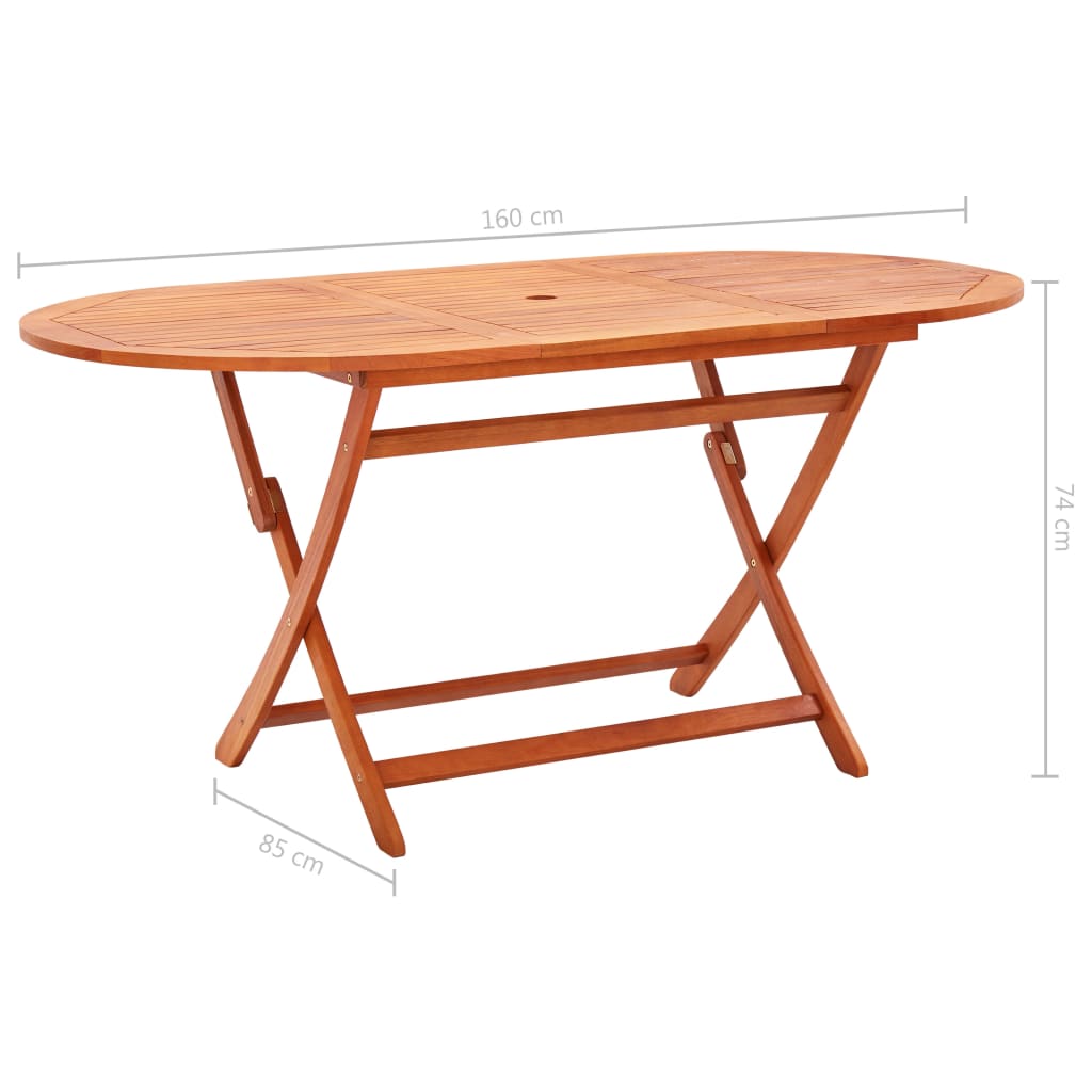 Gartentisch Klappbar 160×85×74 Cm Massivholz Eukalyptus