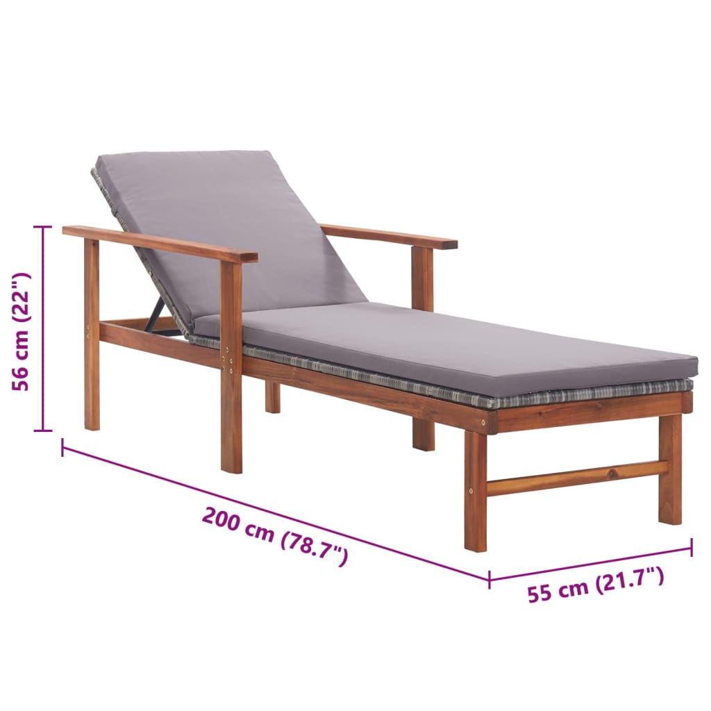 Sonnenliege Mit Auflage Poly Rattan Akazie Massivholz