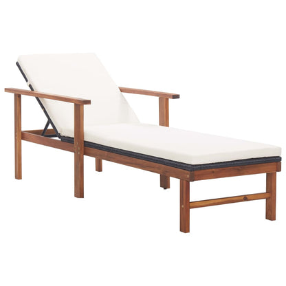 Sonnenliege Mit Auflage Poly-Rattan Akazie Massivholz