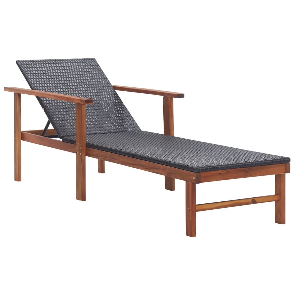 Sonnenliege Mit Auflage Poly-Rattan Akazie Massivholz