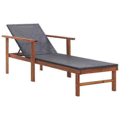Sonnenliege Mit Auflage Poly-Rattan Akazie Massivholz