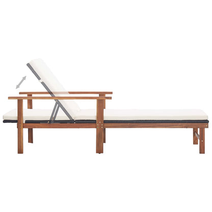 Sonnenliege Mit Auflage Poly-Rattan Akazie Massivholz