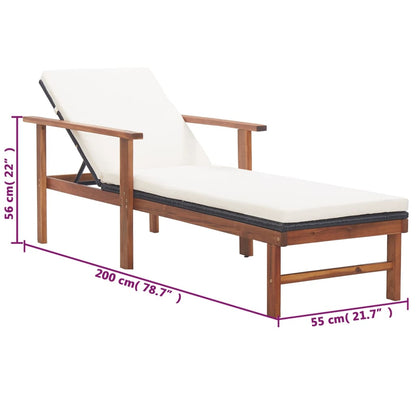 Sonnenliege Mit Auflage Poly-Rattan Akazie Massivholz