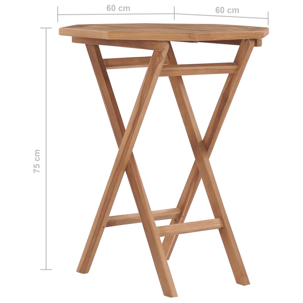 Klappbarer Gartentisch 60×60×75 Cm Teak Massivholz