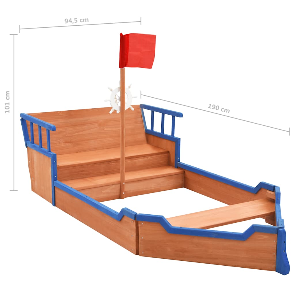 Sandkasten Piratenschiff Tannenholz 190X94,5X101 Cm