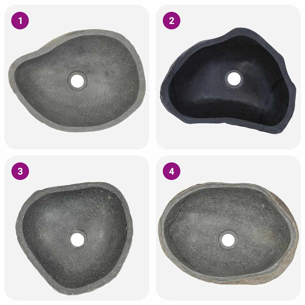 Waschbecken Flussstein Oval (37-46)X(29-36) Cm