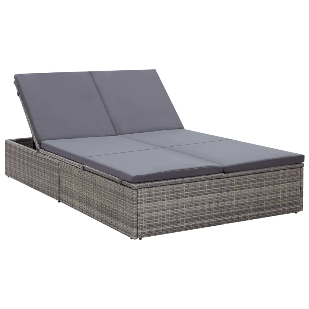 Doppel-Sonnenliege Mit Auflage Poly Rattan