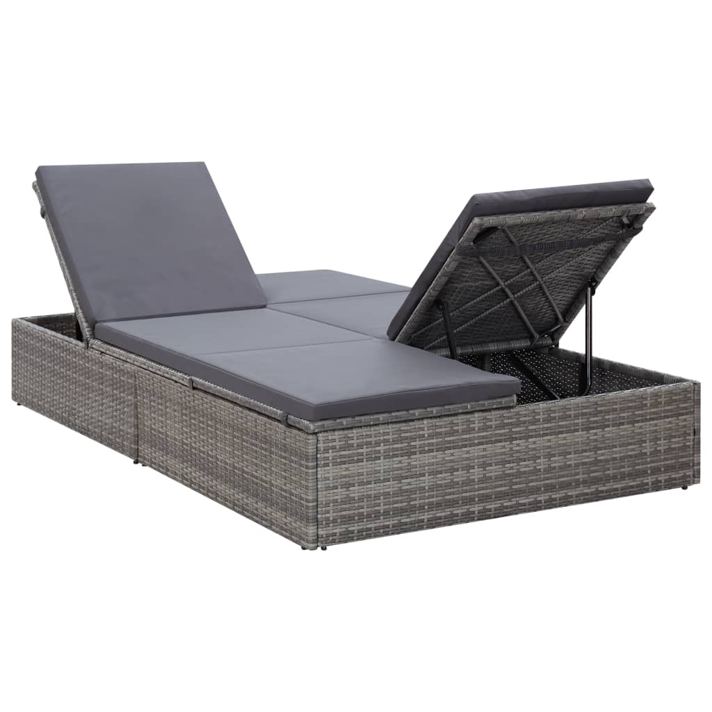 Doppel-Sonnenliege Mit Auflage Poly Rattan