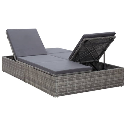 Doppel-Sonnenliege Mit Auflage Poly Rattan