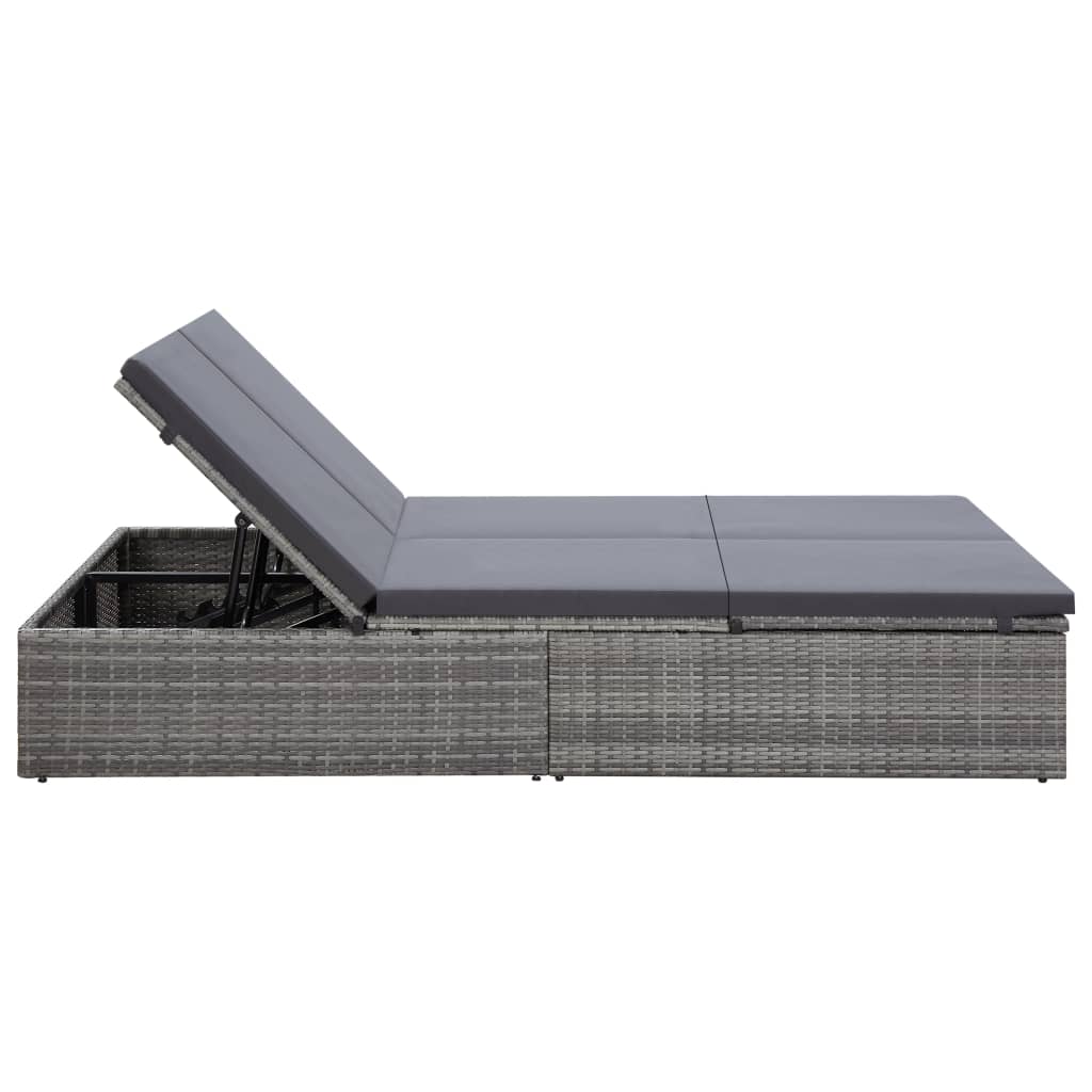 Doppel-Sonnenliege Mit Auflage Poly Rattan
