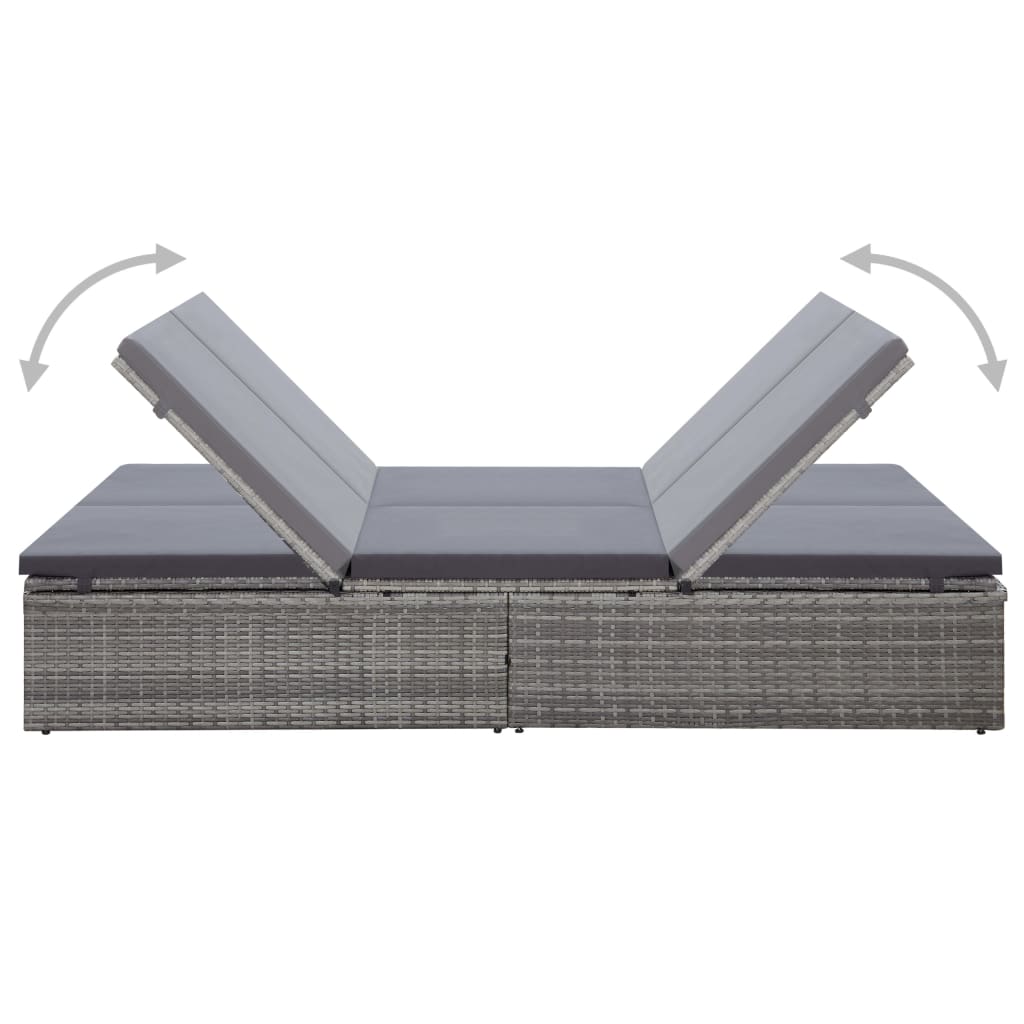 Doppel-Sonnenliege Mit Auflage Poly Rattan