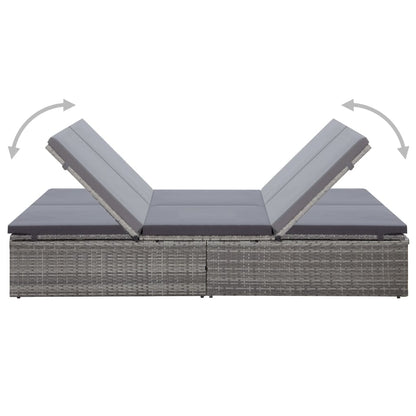 Doppel-Sonnenliege Mit Auflage Poly Rattan